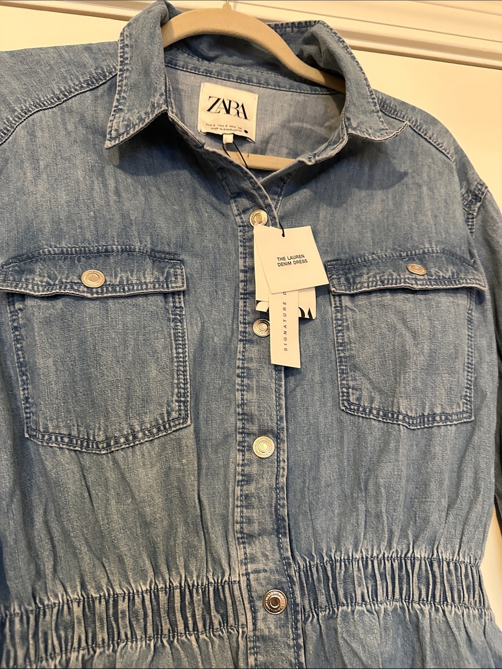 Zara Light Blue Button-Front Denim Dress - Picture 3 of 4